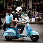Vespa riders in Bangkok, Thailand