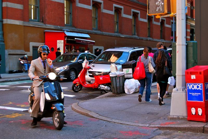 Vespa Suit and Tie in the City