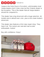 Yelp Review Vespa Orlando